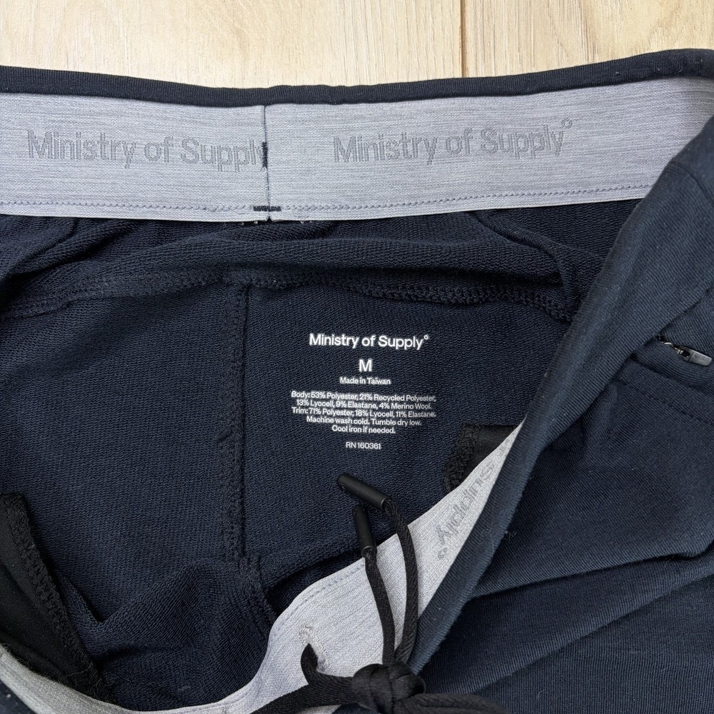 Ministry of Supply Jogger Pant Mens Medium Black Merino Wool Blend Athleisure - Picture 6 of 10